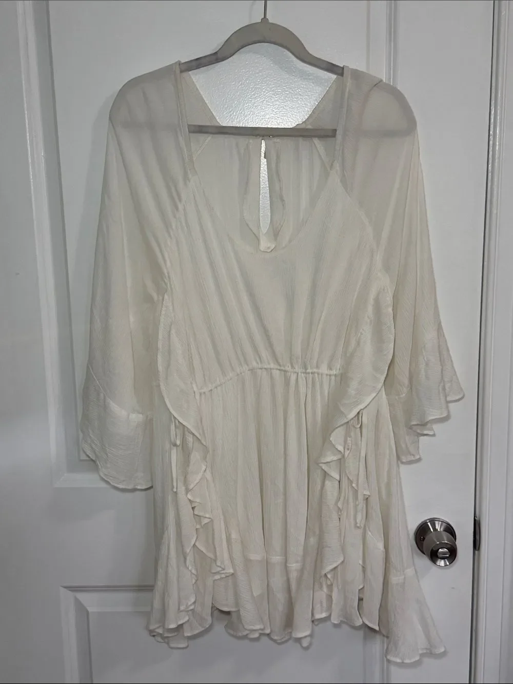 Free People Ivory Gauze Mini Dress